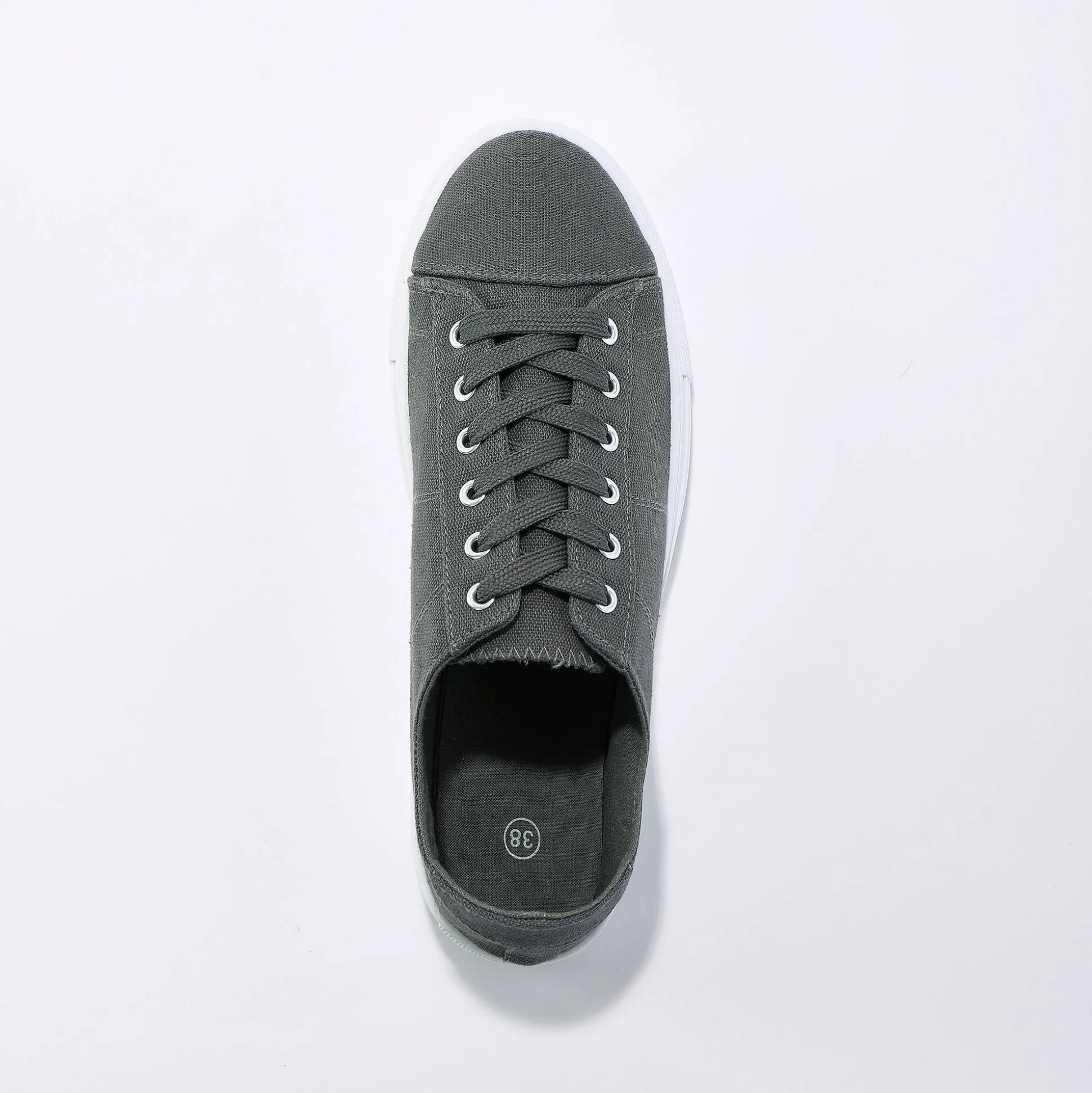 Sneakers in canvas met veters en doorloopzool in platformstijl