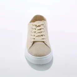 Sneakers in canvas met veters en doorloopzool in platformstijl