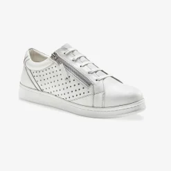 Sneakers in geperforeerd leer met rits