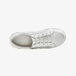 Sneakers in geperforeerd leer met rits