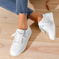 Sneakers in geperforeerd leer met rits