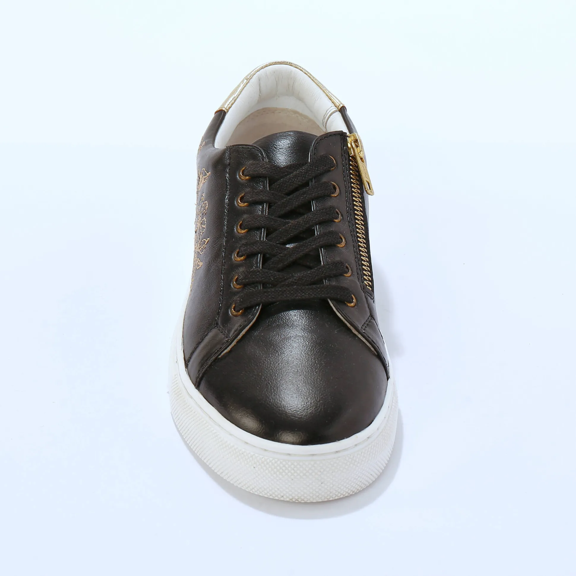 Sneakers met borduursel en rits