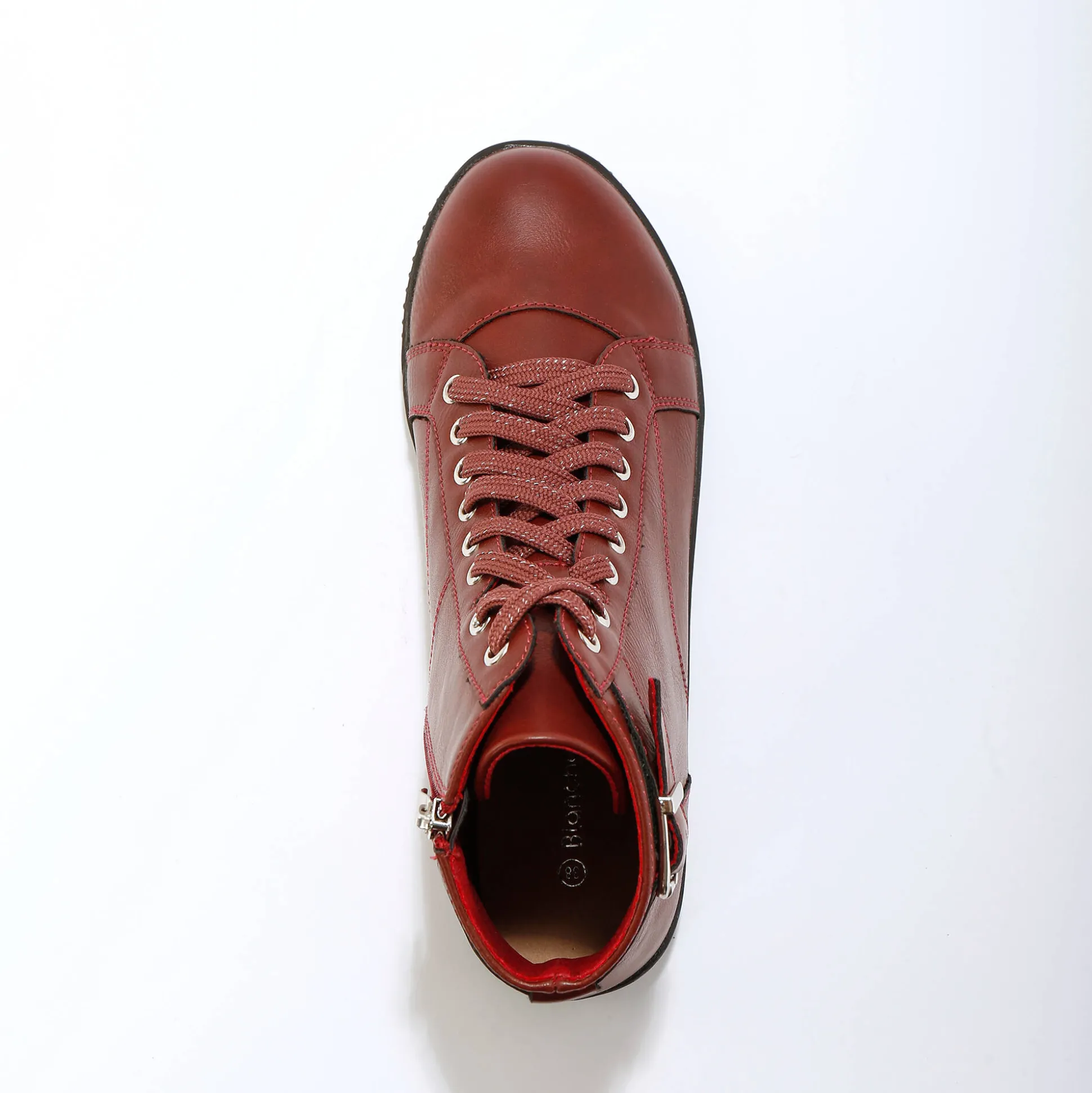Sneakers met hoge schacht, rits en goudkleurige gesp