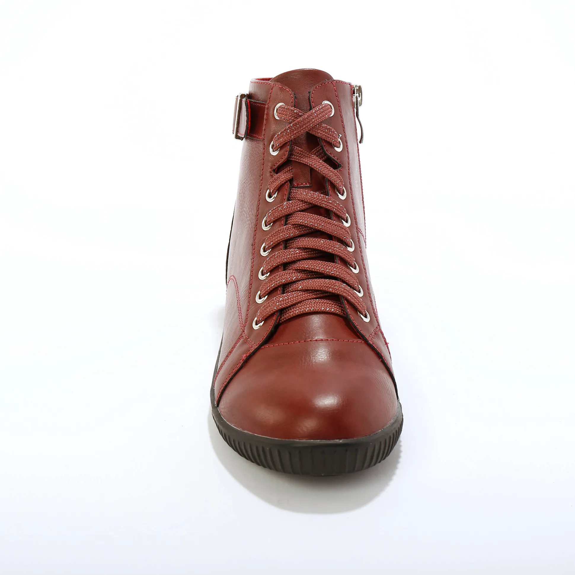 Sneakers met hoge schacht, rits en goudkleurige gesp