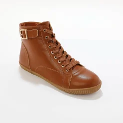 Sneakers met hoge schacht, rits en goudkleurige gesp