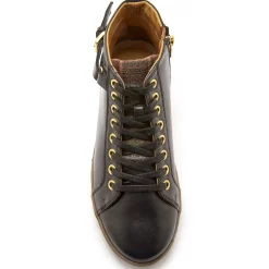 Sneakers met hoge schacht, met rits en vetersluiting, comfortbreedte, in leer - dames