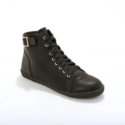Sneakers met hoge schacht, rits en goudkleurige gesp