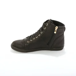 Sneakers met hoge schacht, rits en goudkleurige gesp