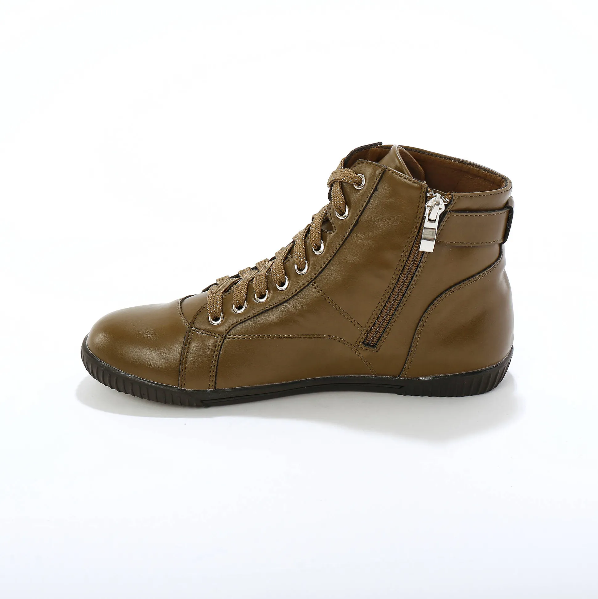 Sneakers met hoge schacht, rits en goudkleurige gesp
