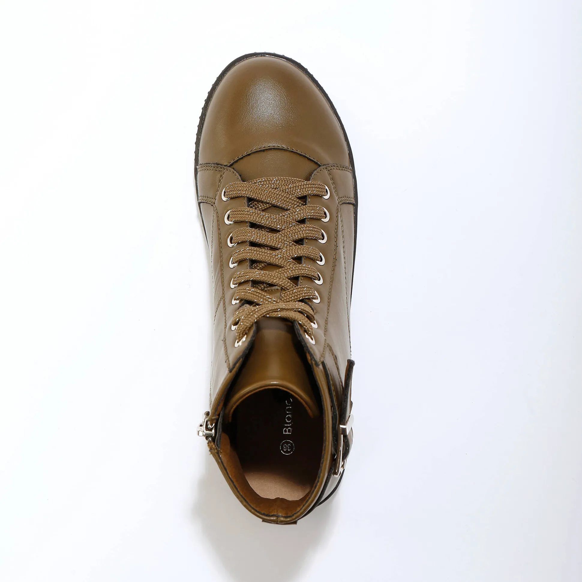 Sneakers met hoge schacht, rits en goudkleurige gesp