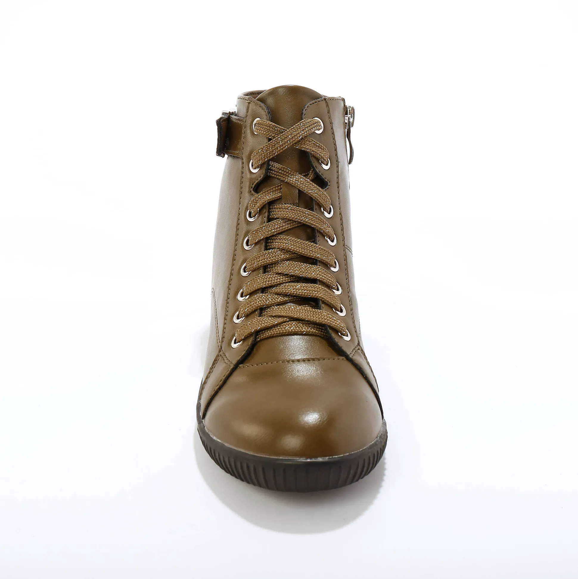 Sneakers met hoge schacht, rits en goudkleurige gesp