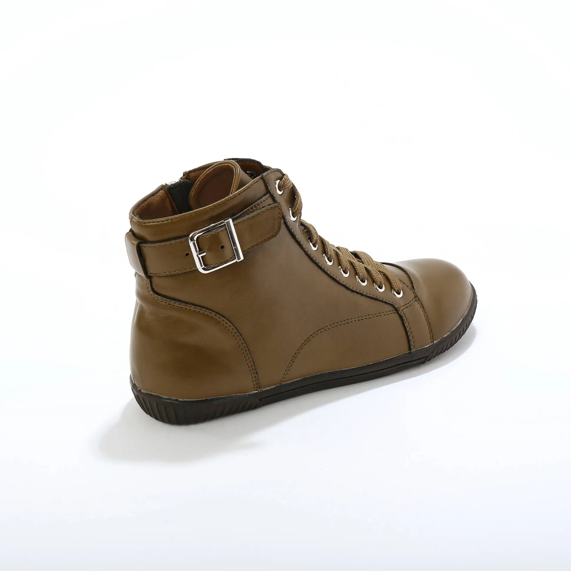 Sneakers met hoge schacht, rits en goudkleurige gesp