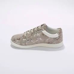 Sneakers met rits, in geperforeerd leer