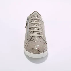 Sneakers met rits, in geperforeerd leer