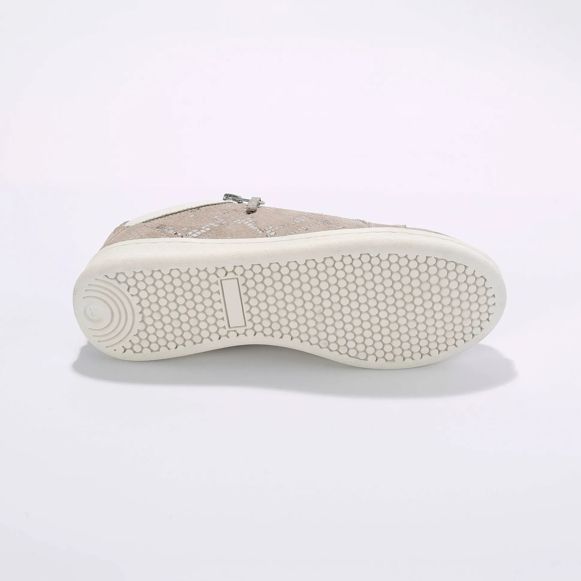 Sneakers met rits, in geperforeerd leer