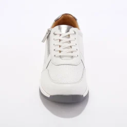 Sneakers met rits, in soepel leer met zool in 2 materialen