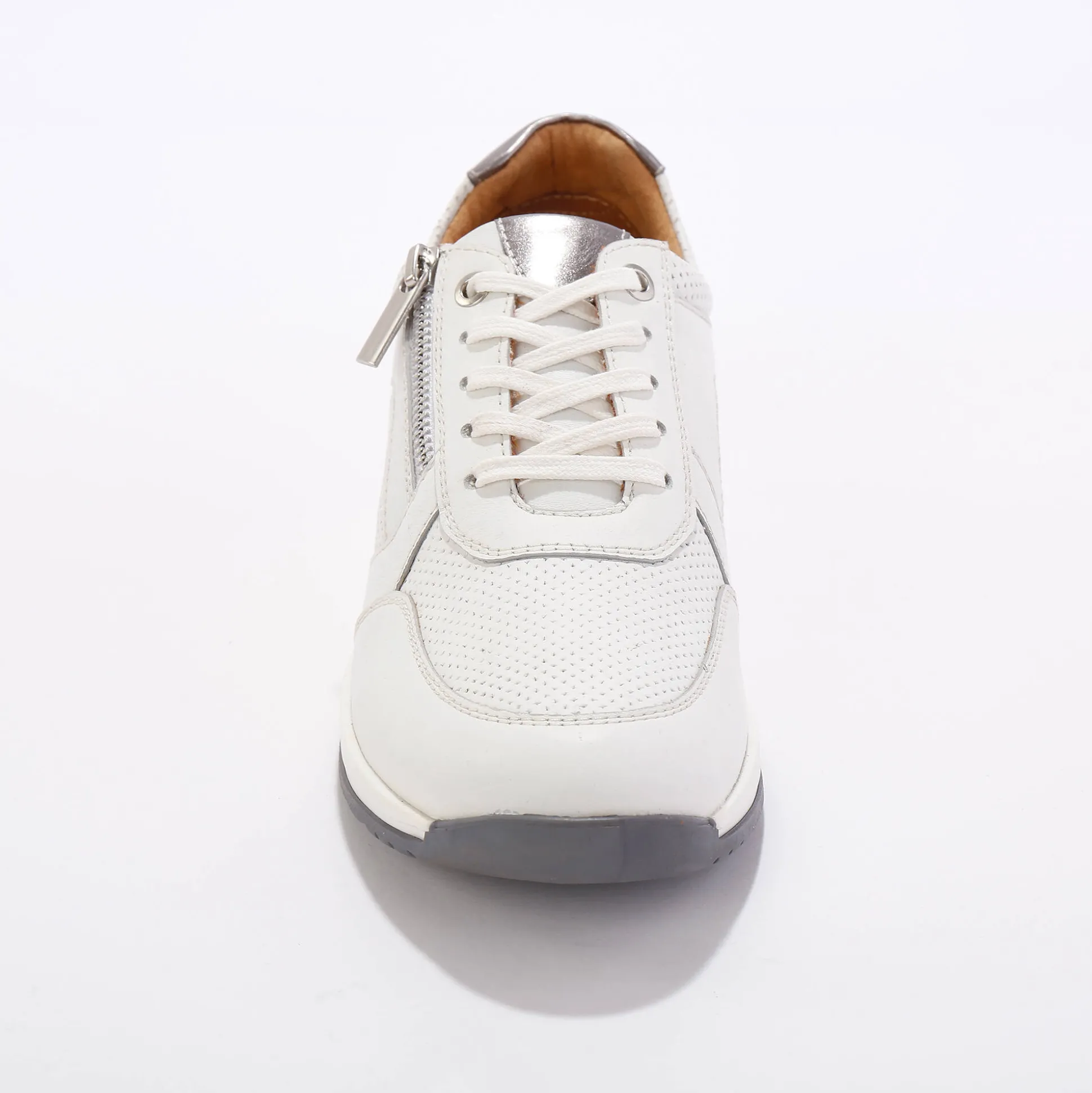 Sneakers met rits, in soepel leer met zool in 2 materialen