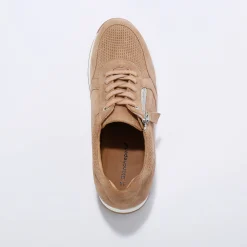 Sneakers met rits, in soepel leer met zool in 2 materialen