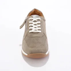 Sneakers met rits, in soepel leer met zool in 2 materialen