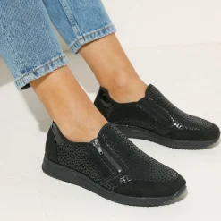 Sneakers met rits voor gevoelige voeten in rekbare stof