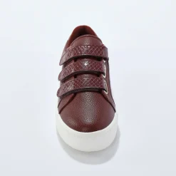 Sneakers met scratchsluiting en kroko-effect - zwart