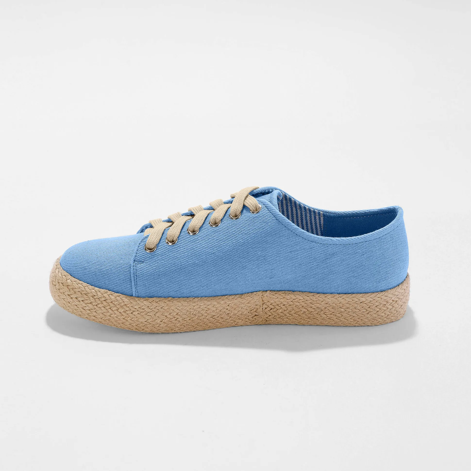 Sneakers met sleehak en koordzool
