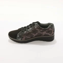 Sneakers met sleehak, fantasiemotief en suedine