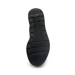 Sneakers met veters in leer en rekbare stof, sleehakje