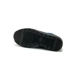 Sneakers met veters in leer en rekbare stof, sleehakje