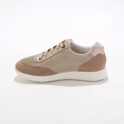 Sneakers met veters, voor gevoelige voeten, rekbaar materiaal - glanzend