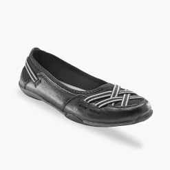 Soepele ballerina's in leer - zwart