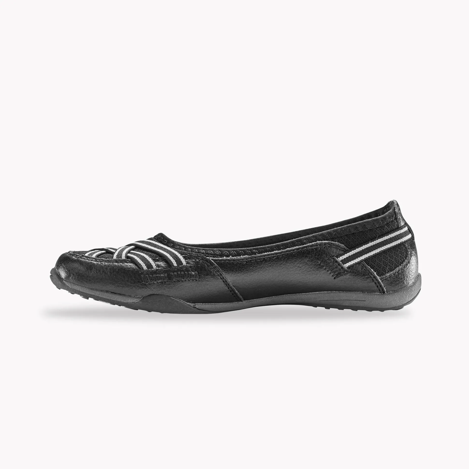 Soepele ballerina's in leer - zwart