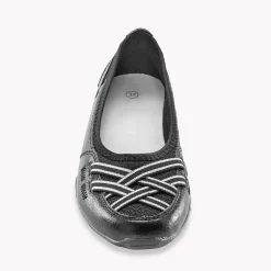 Soepele ballerina's in leer - zwart