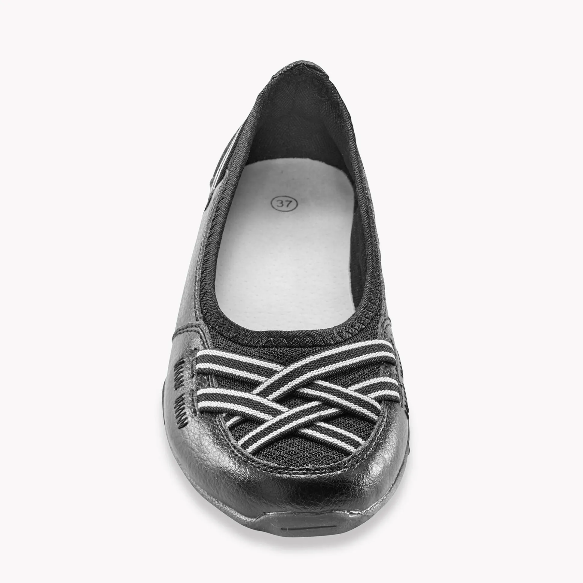 Soepele ballerina's in leer - zwart