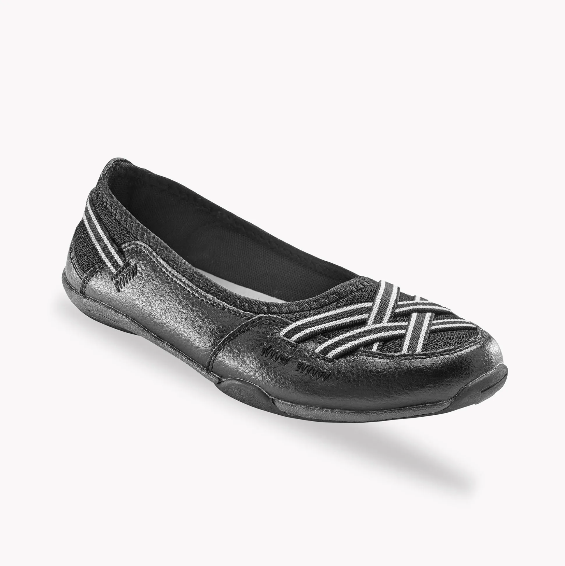 Soepele ballerina's in leer - zwart