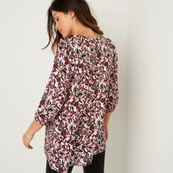 Soepele tuniek met bloemenprint, 3/4-mouwen