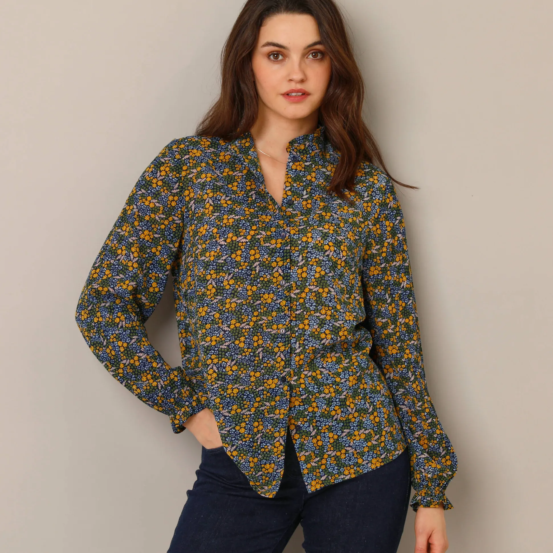 Soepelvallende blouse met bloemenprint