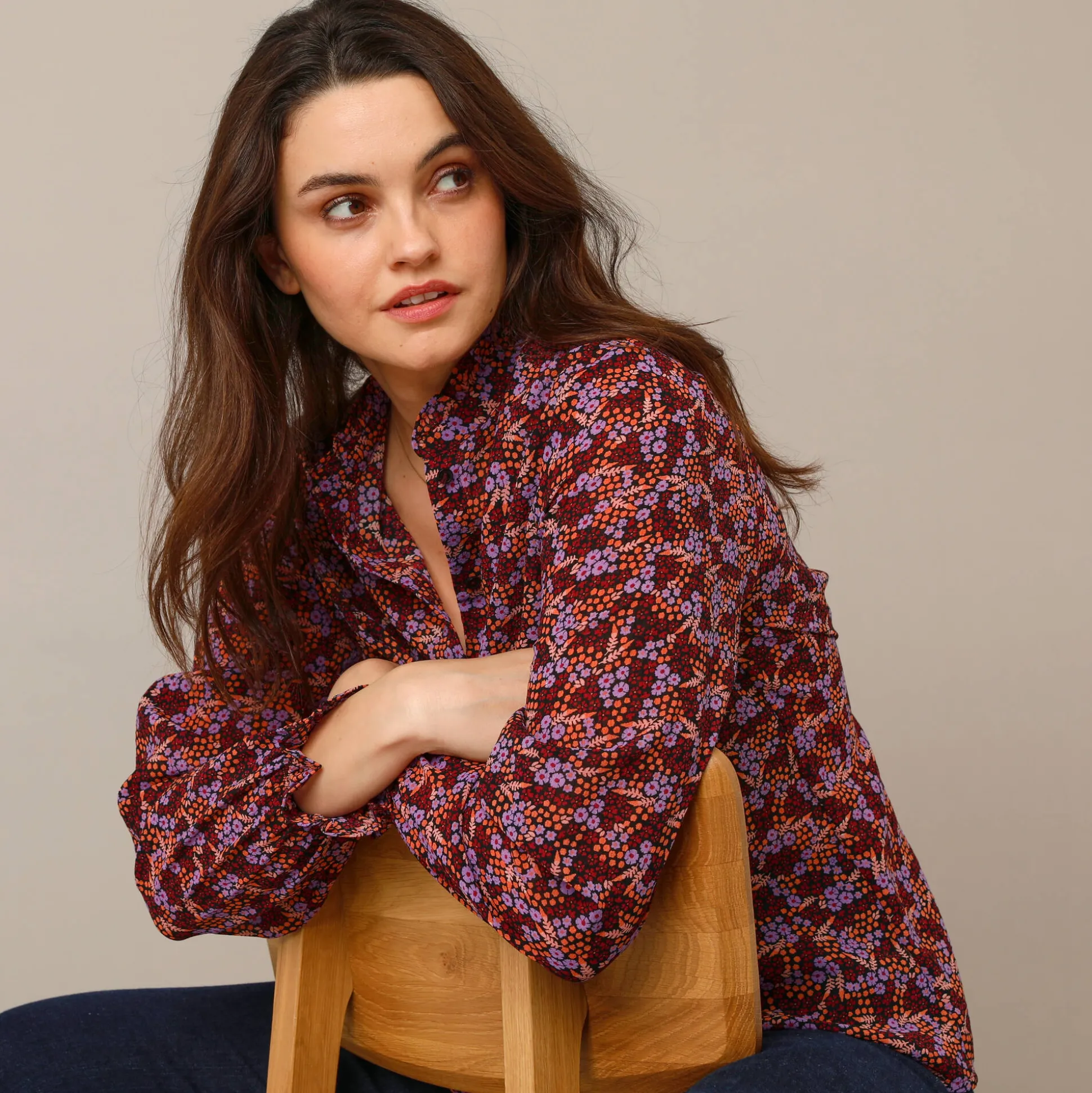 Soepelvallende blouse met bloemenprint