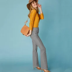 Stretchjeans in bootcutmodel met hoge taille - binnenpijplengte 78 cm