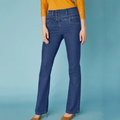 Stretchjeans in bootcutmodel met hoge taille - binnenpijplengte 78 cm
