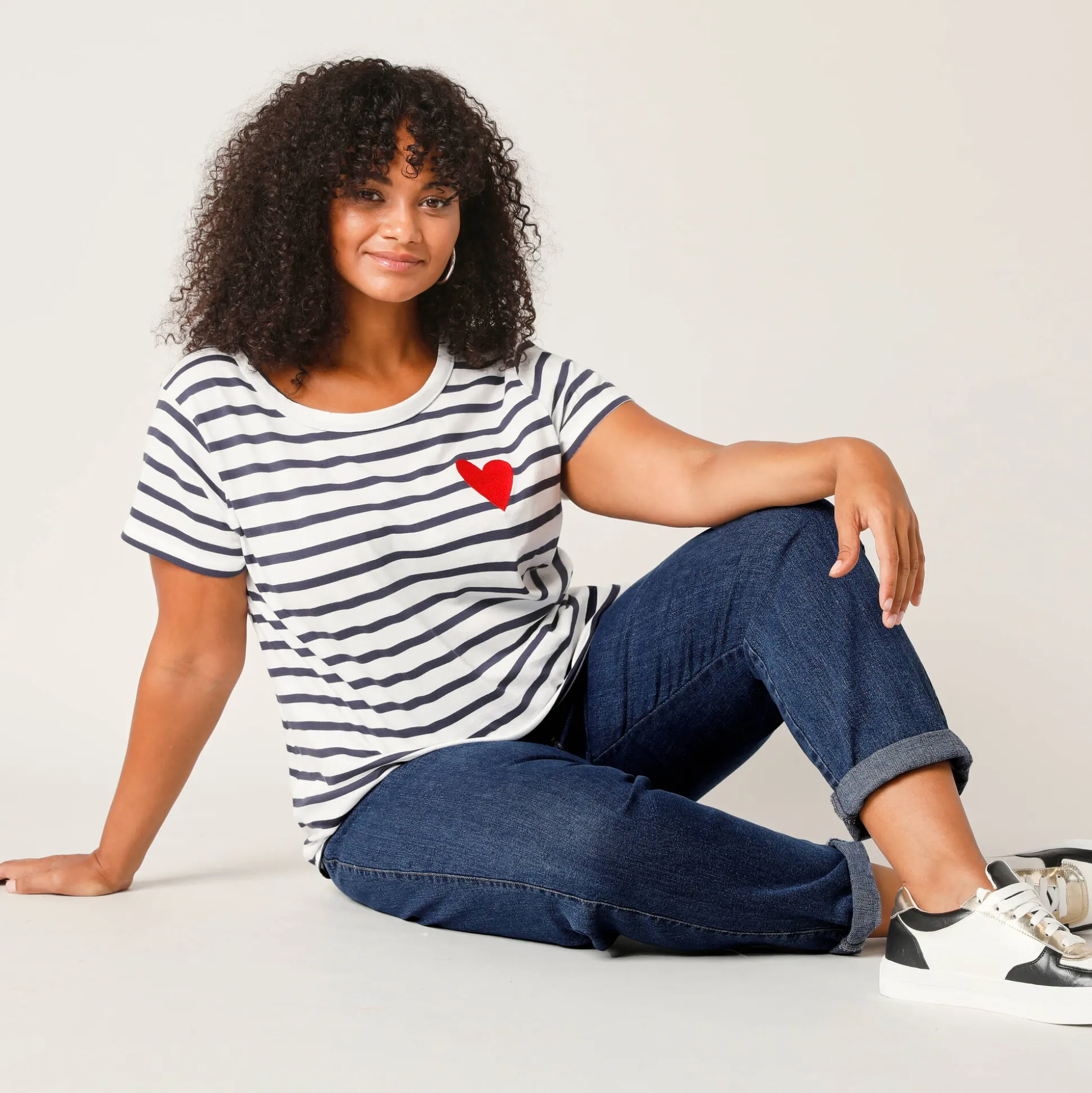 Stretchjeans in 'mom' model, hoge taille