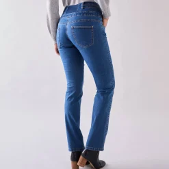 Stretchjeans in recht model met hoge taille