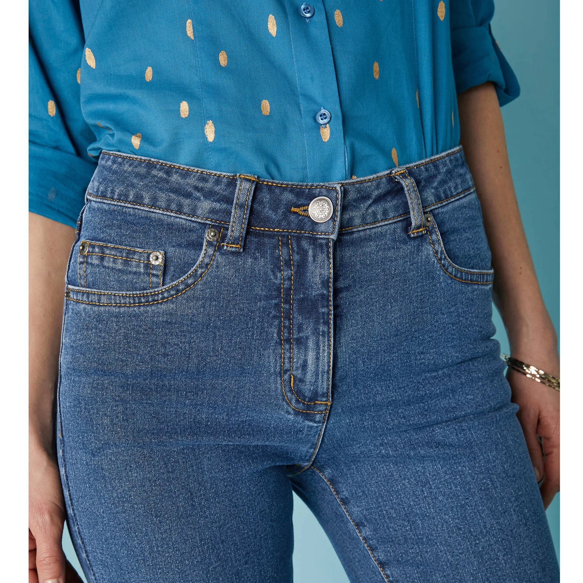 Stretchjeans in recht model - kleine lengte