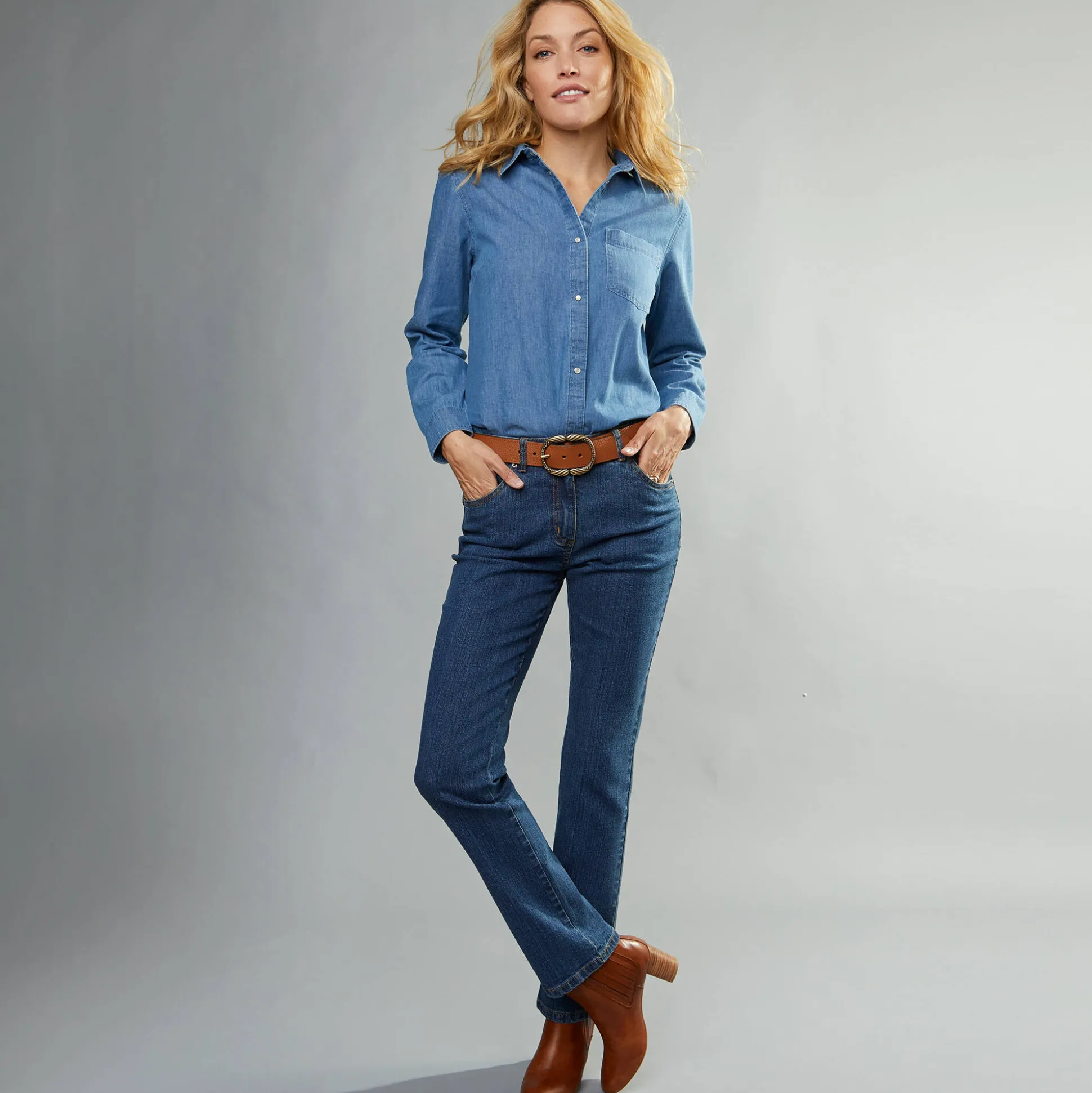 Stretchjeans in recht model - gemiddelde lengte
