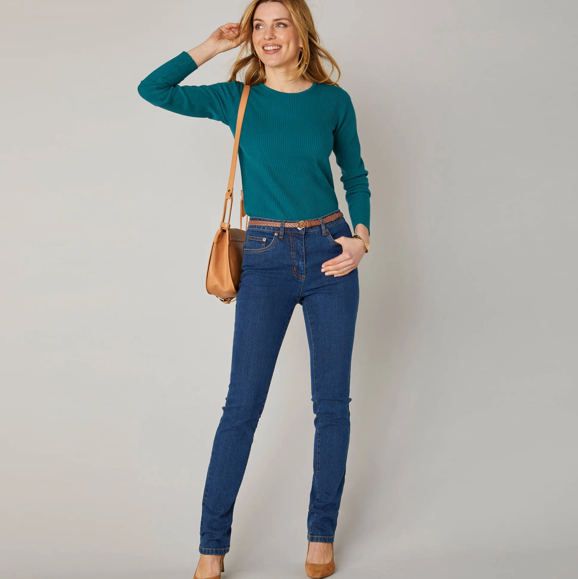 Stretchjeans in recht model - gemiddelde lengte