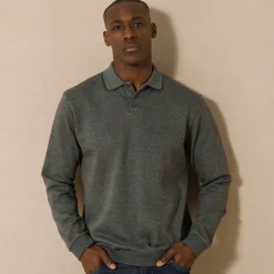 Sweater in molton met polokraag