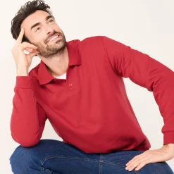 Sweater in molton met polokraag