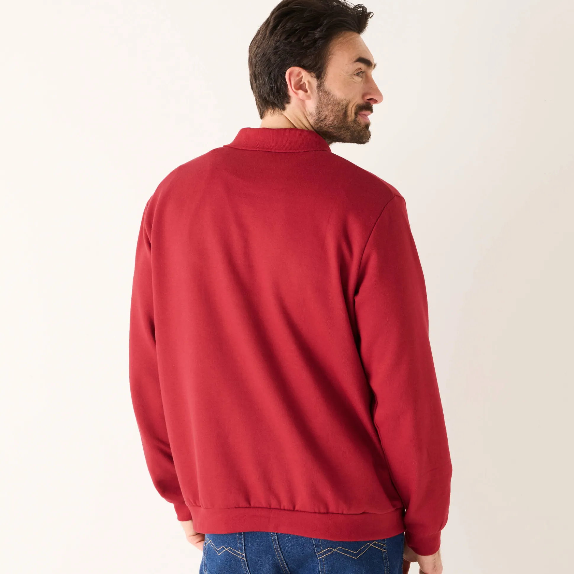 Sweater in molton met polokraag