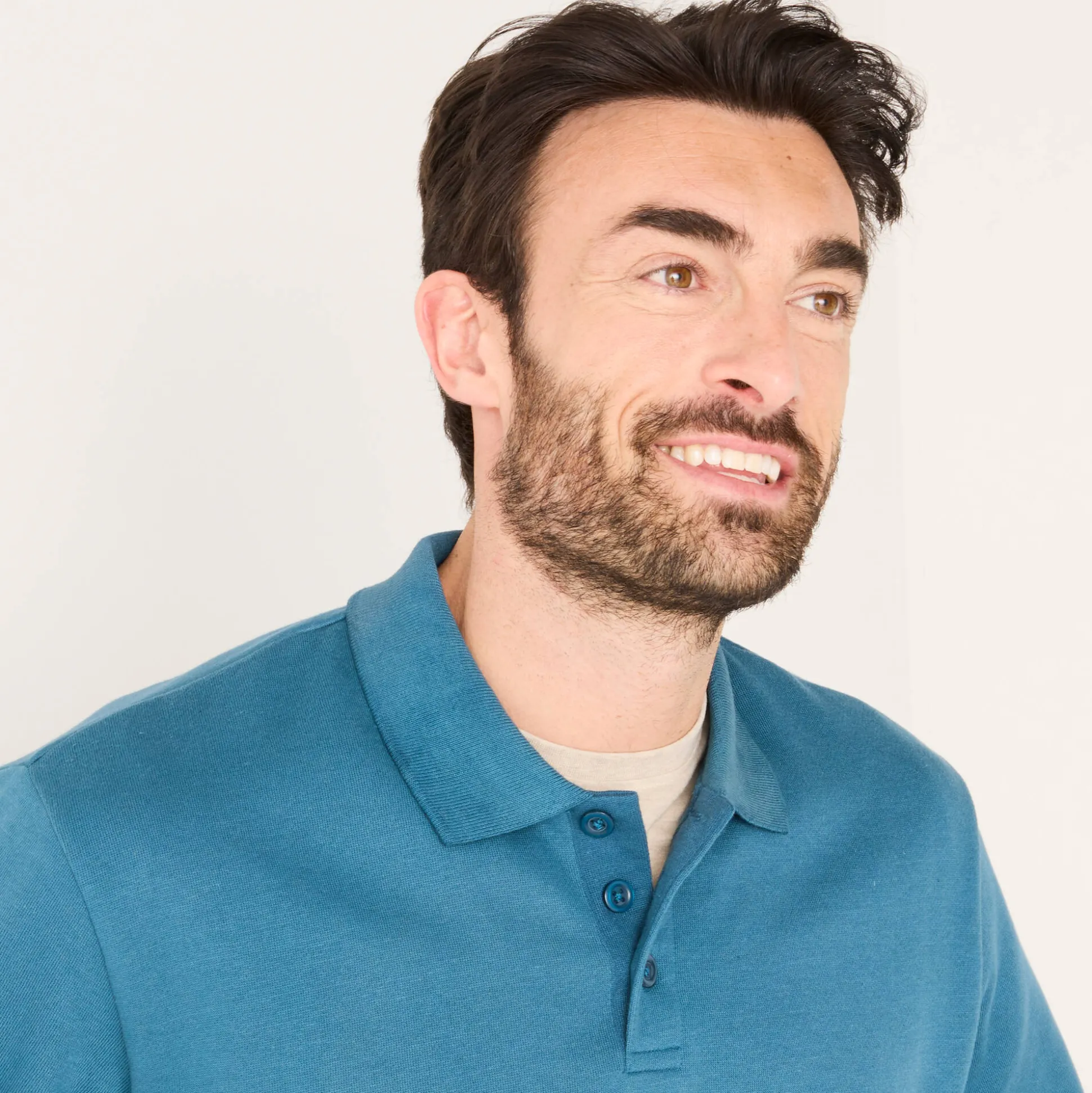 Sweater in molton met polokraag
