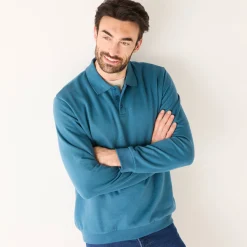 Sweater in molton met polokraag